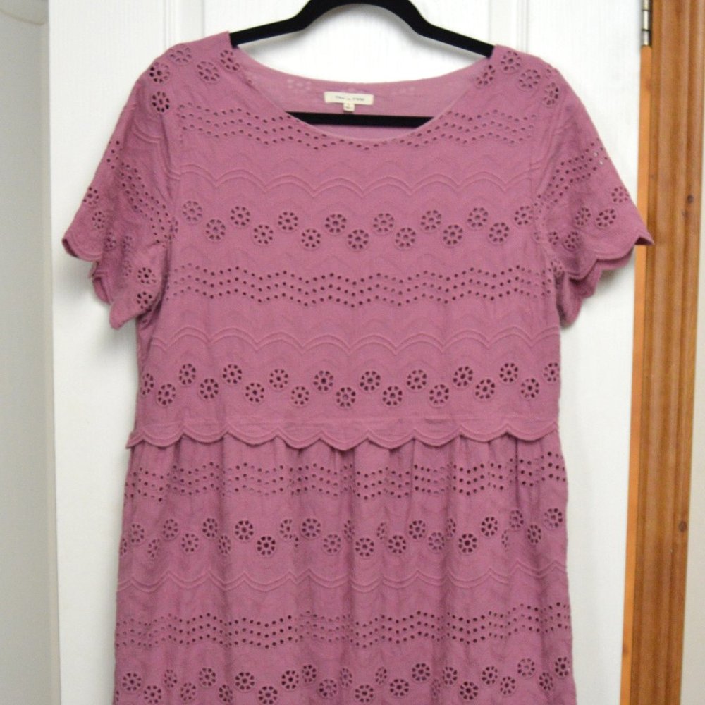 Tea N Rose Cotton Dress, Large, Pink, Mauve